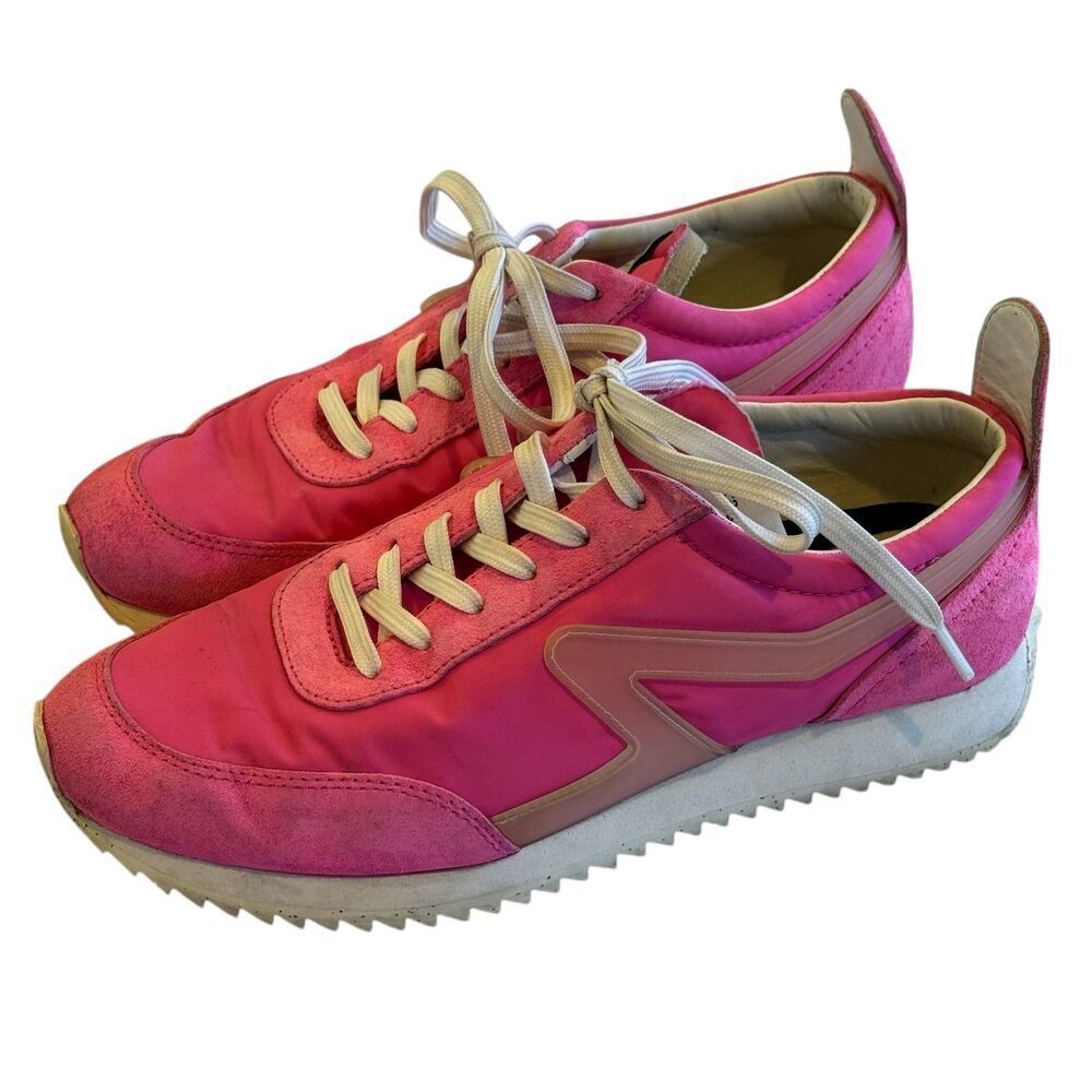 Rag & Bone Shoes Sneakers Womens Size 8.5 Pink Suede Nylon Lace Up Athletic